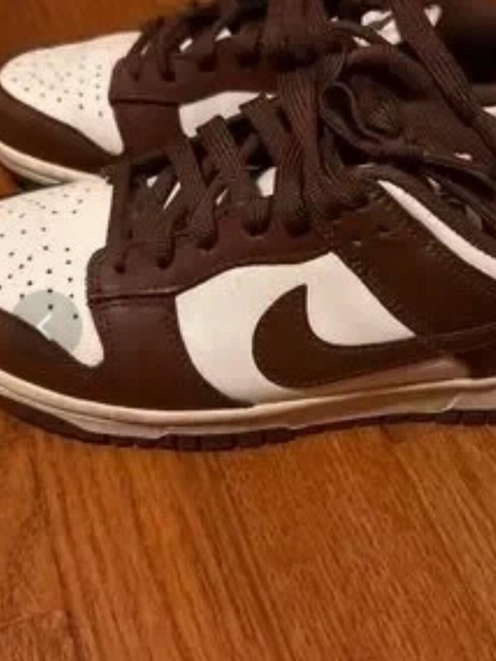 Nike Dunk Low-style brown and white sneakers